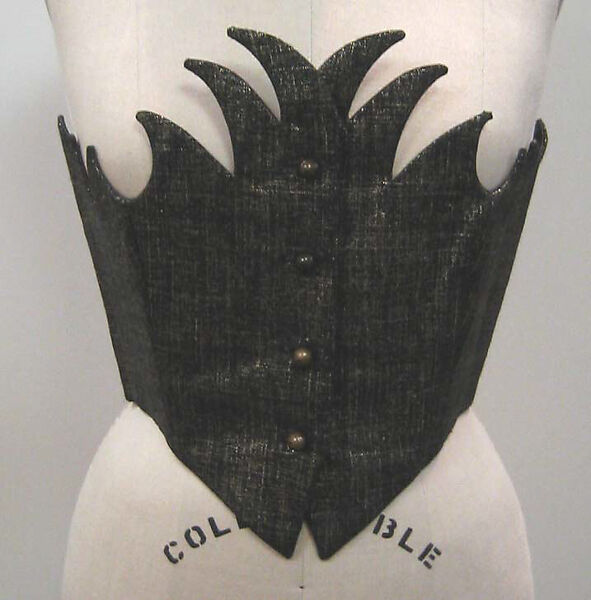 Bustier, Romeo Gigli (Italian, born 1949), synthetic fiber, silk, metal (brass), Italian 