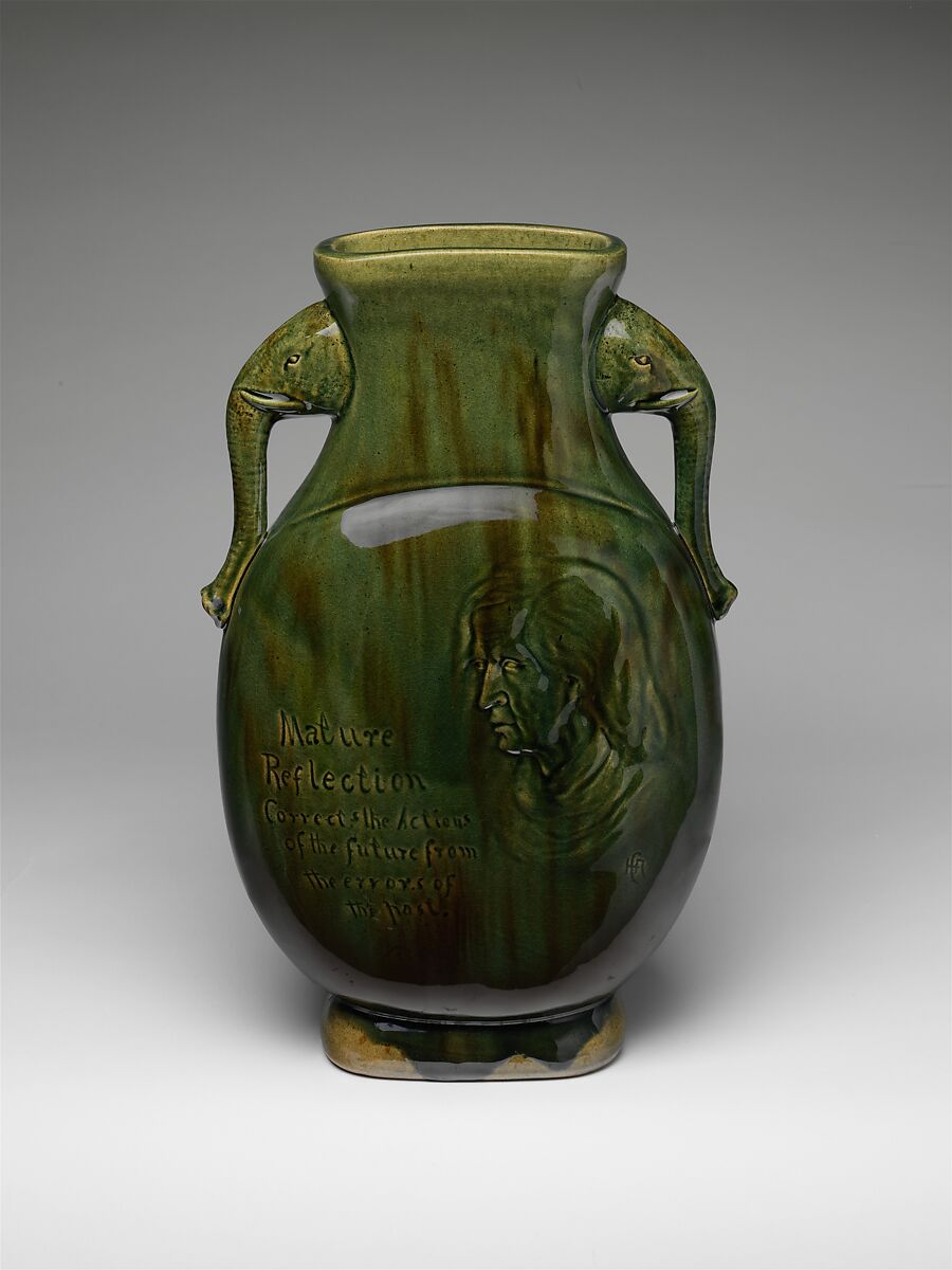 Vase, Designed by Hugh C. Robertson (1844–1908), Probably earthenware, American 
