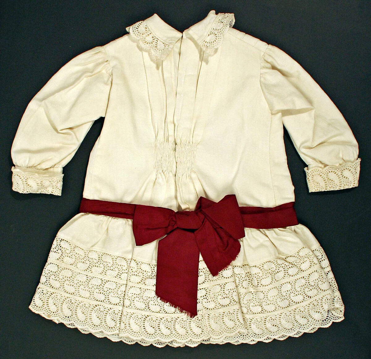 Dress, cotton, silk, probably American