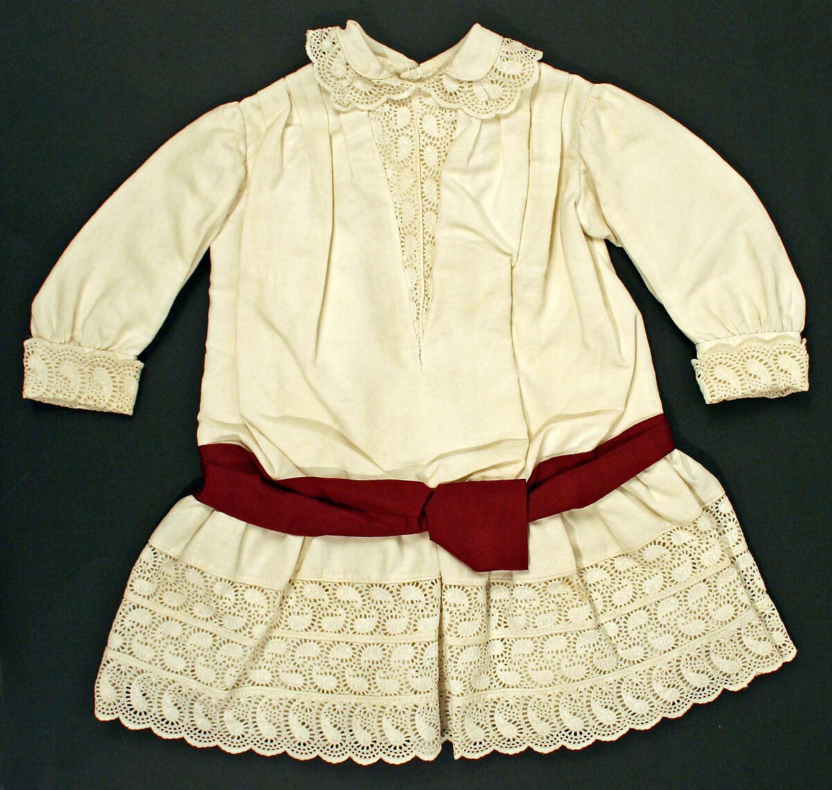 Dress, cotton, silk, probably American 