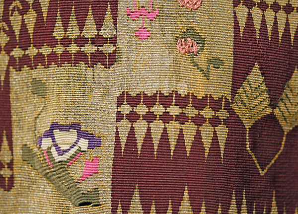 Damir Coat with Short Sleeves, Wool, silk, and metal wrapped thread; slit-tapestry weave