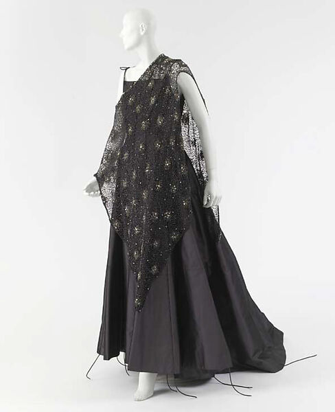 Ensemble, (a, b) House of Chanel (French, founded 1910), a,c)silk; b) silk, rhinestone, metal, French