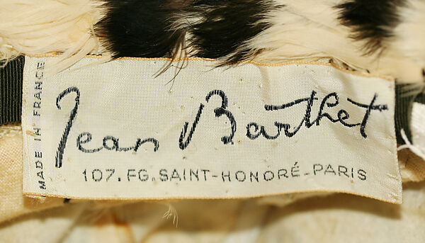 Hat, Jean Barthet (French, 1930–2000), feathers, French