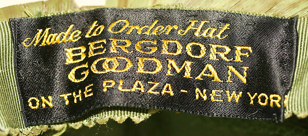 Hat, Bergdorf Goodman (American, founded 1899), palm, American