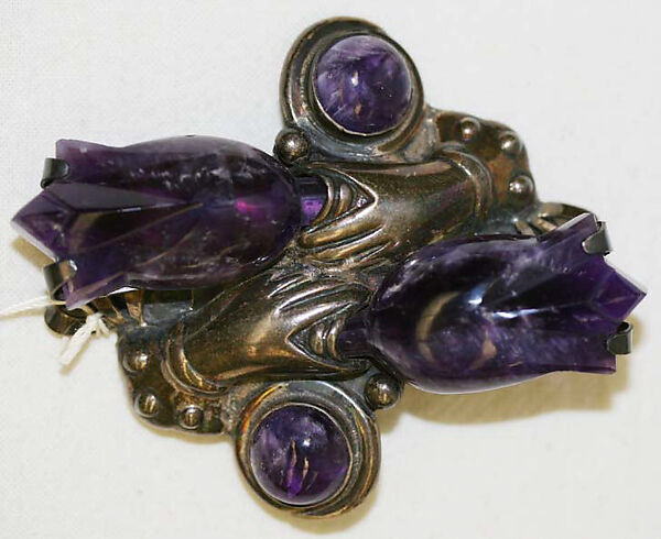 Brooch, silver, semi-precious stone (?), probably Mexican 