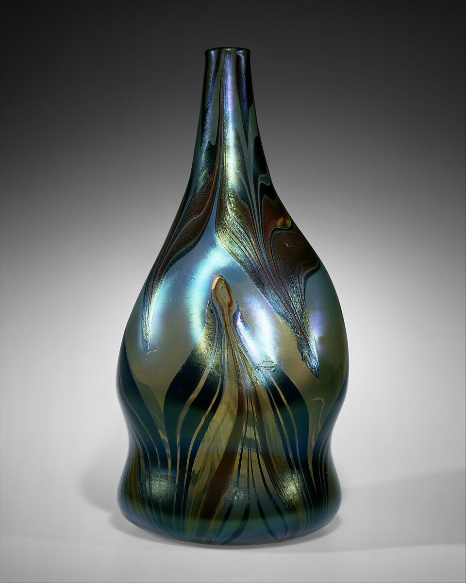 Vase. Culture: American. Designer: Designed by Louis Comfort Tiffany  (American, New York 1848-1933 New York). Dimensions: 6 3/4 x 4 5/8 in.  (17.1 cm). Maker: Tiffany Glass and Decorating Company (American,  1892-1902).