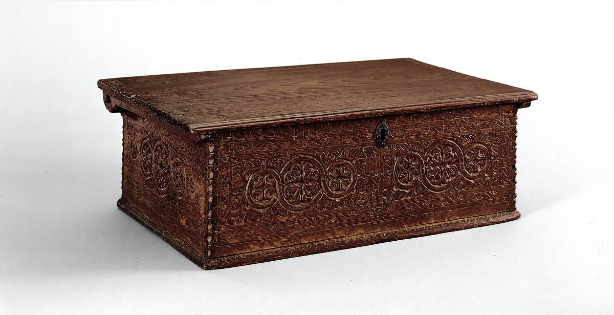 Box, Attributed to William Buell (died 1681), Oak, pine, American 
