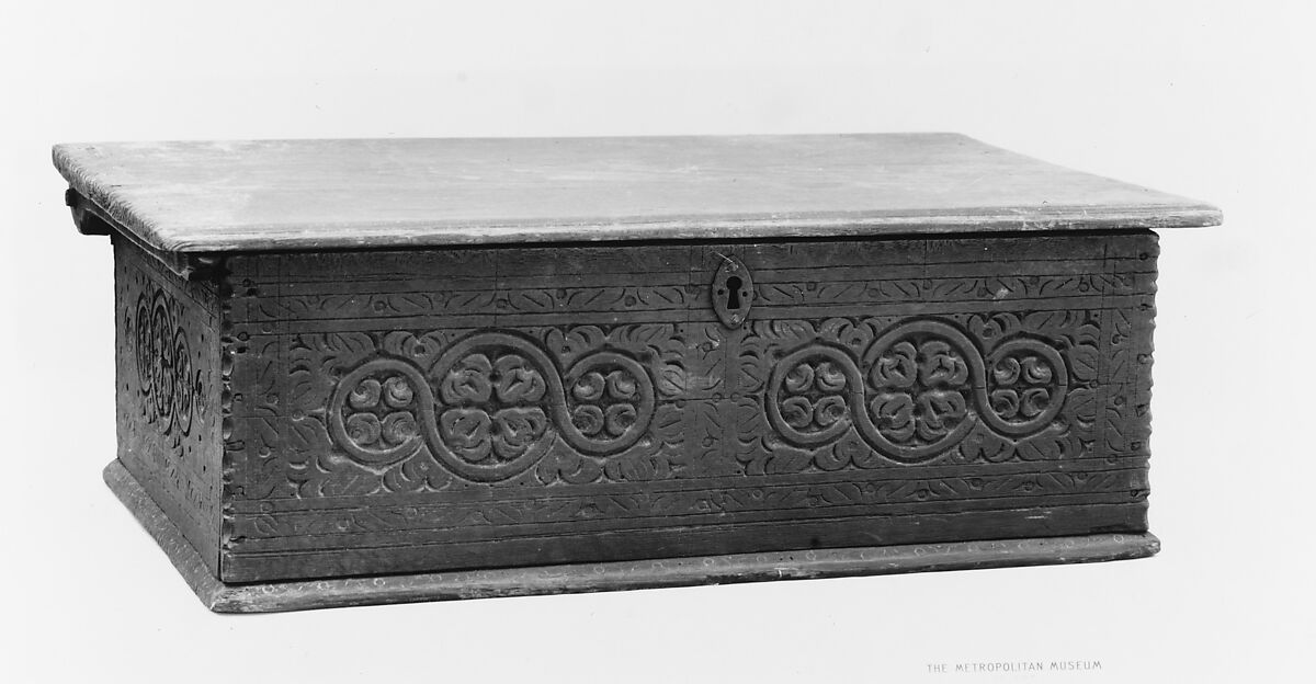 Box, Attributed to William Buell (died 1681), Oak, pine, American
