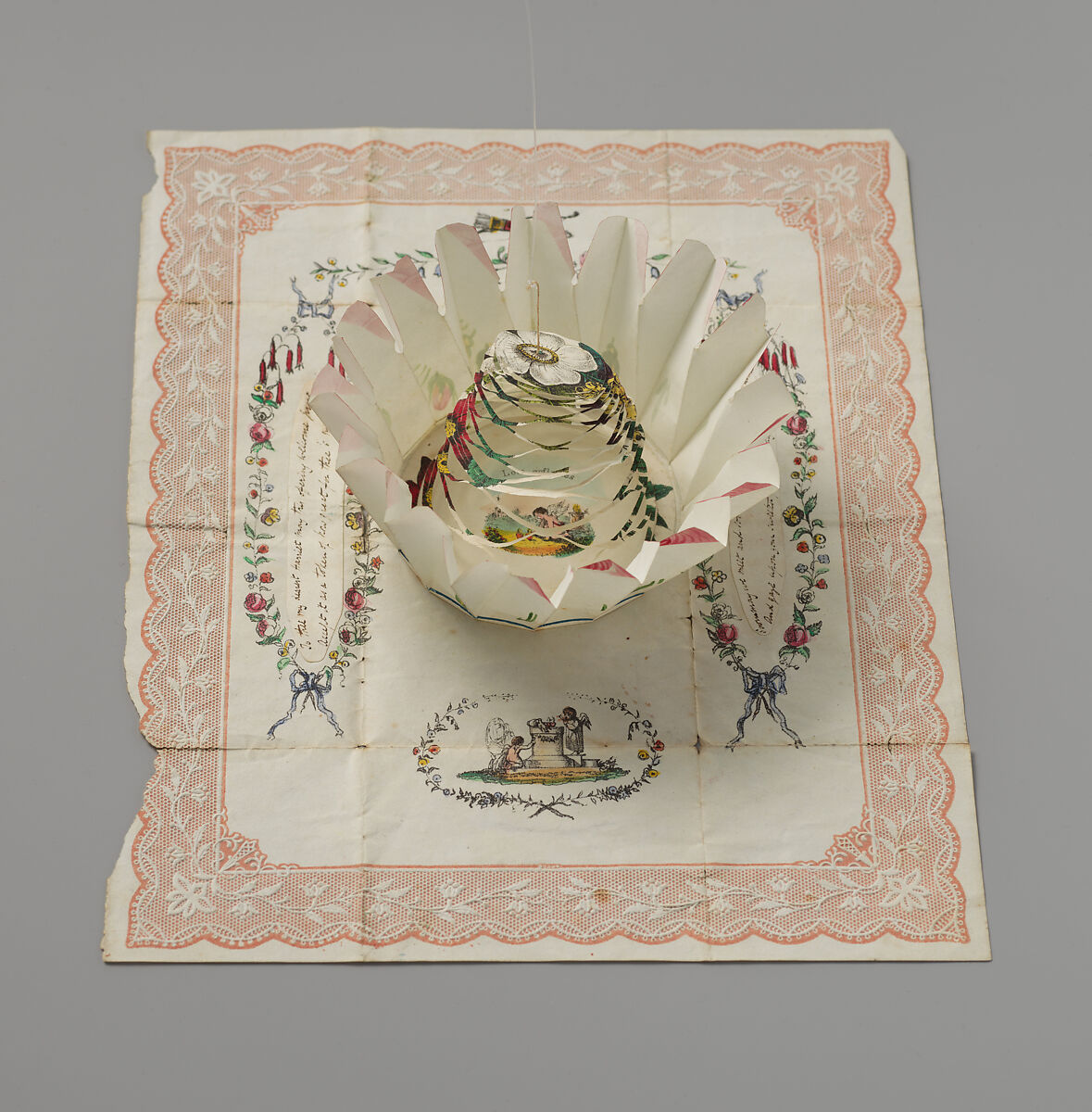 Valentine with movable components, Dobbs, Bailey &amp; Co. (British, active 19th century), Lithograph and watercolor, pen and brown ink on cameo-embossed paper