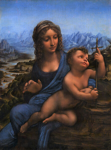 Madonna of the Yarnwinder (The Lansdowne Madonna), Leonardo da Vinci and Studio Italian, Oil transferred from walnut panel