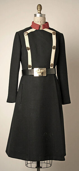Coat, Bill Blass (American, Fort Wayne, Indiana 1922–2002 New Preston, Connecticut), wool, leather, metal, American 