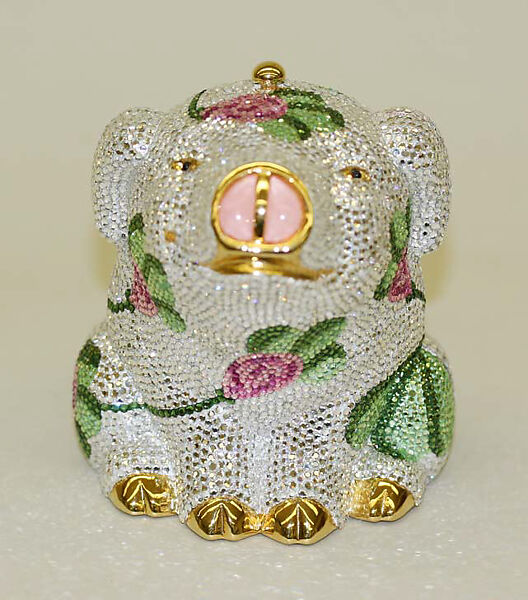 "Pink Roses", Judith Leiber (American, born Hungary, Budapest 1921–2018 Springs, New York), metal, glass, leather, American