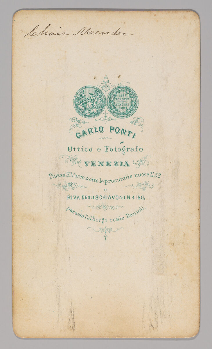 [Chair Caner], Carlo Ponti (Italian, Milan 1820–1893 Venice), Albumen silver print from glass negative with applied color