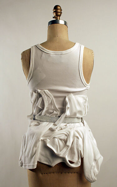 Ensemble, Preen (British, founded 1996), a) cotton, aluminum
b) elastic, aluminum
c) cotton, wool, elastic, British
