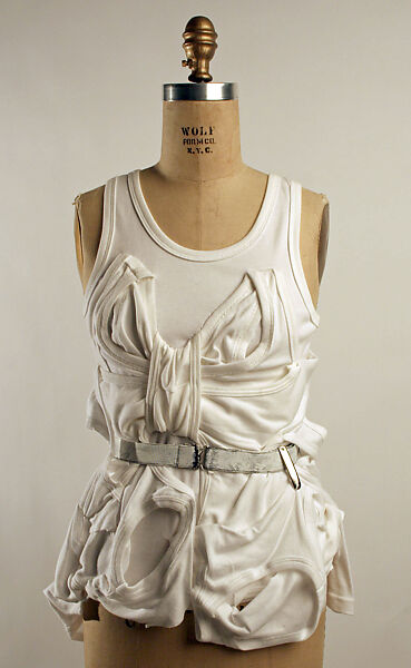 Ensemble, Preen (British, founded 1996), a) cotton, aluminum
b) elastic, aluminum
c) cotton, wool, elastic, British
