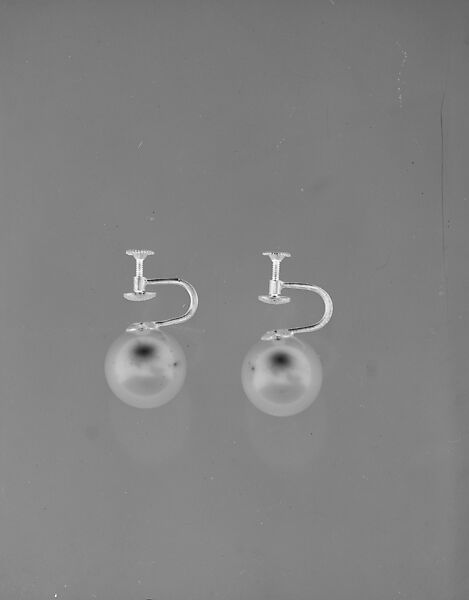 Earrings, pearl, gold, American