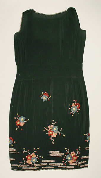 Evening dress, silk, glass, European