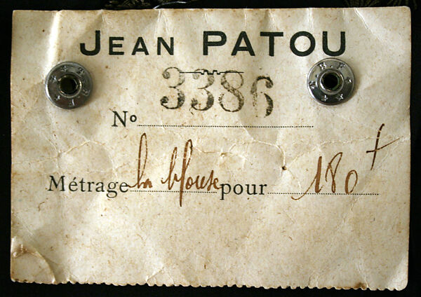 Textile panel, House of Patou (French, founded 1914), silk, metal, French