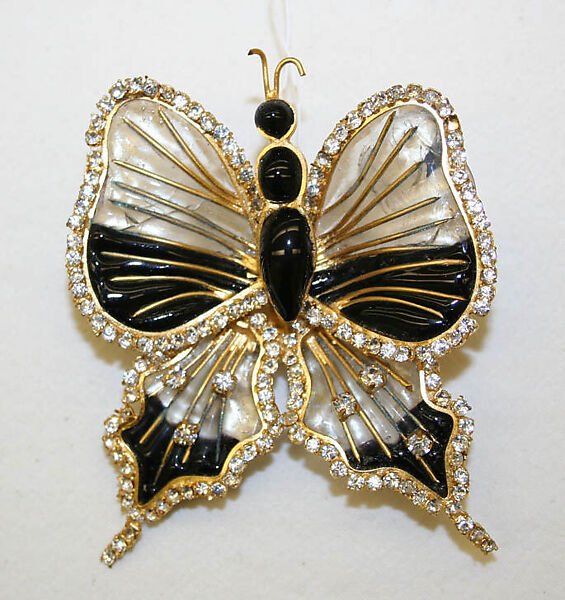 Pin, Yves Saint Laurent (French, founded 1961), metal, glass, French 