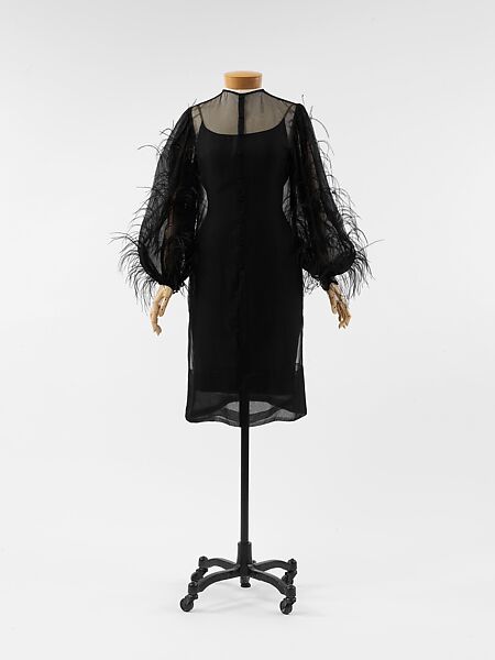 Evening dress, Pauline Trigère (American, born France, Paris 1908–2002 New York), silk, feathers, American 