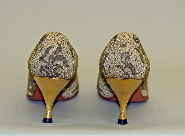 Evening ensemble, (a, b) Anne Fogarty (American, Pittsburgh, Pennsylvania 1919–1980 New York), (a, b) cotton, metallic thread; (c, d) leather, metallic thread, American