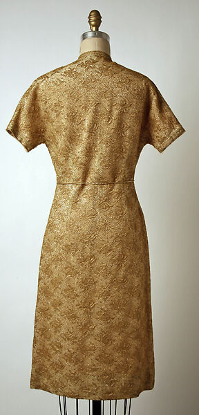 Evening ensemble, (a, b) Anne Fogarty (American, Pittsburgh, Pennsylvania 1919–1980 New York), (a, b) cotton, metallic thread; (c, d) leather, metallic thread, American