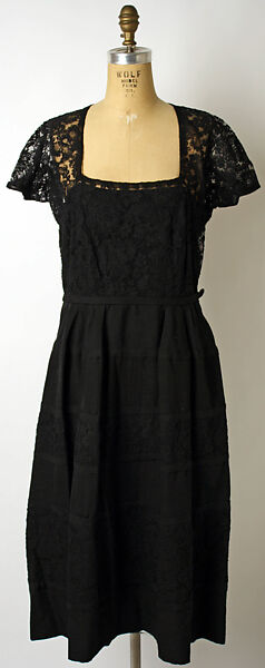 Ensemble, Mainbocher (French and American, founded 1930), silk, cotton, plastic (cellulose nitrate), American