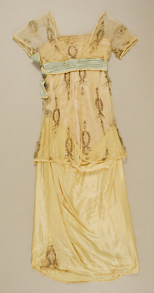 Evening dress, Lucile Ltd., New York (American, 1910–1932), silk, cotton, glass, plastic, British 