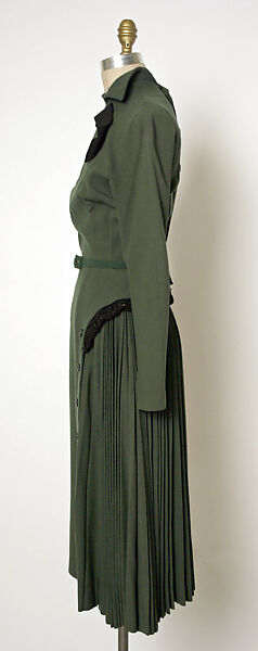 Dress, Jacques Fath (French, 1912–1954), wool, fur, French