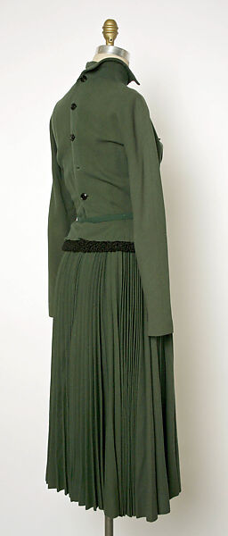 Dress, Jacques Fath (French, 1912–1954), wool, fur, French