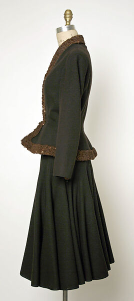 Suit, probably House of Jacques Fath (French, founded 1937), wool, fur, French