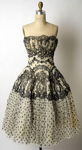 Evening dress, Lanvin-Castillo (French, active 1950–62), silk, net, French 