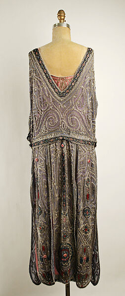 Evening dress, House of Lanvin (French, founded 1889), silk, metallic thread, glass beads, French