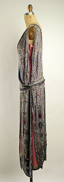 Evening dress, House of Lanvin (French, founded 1889), silk, metallic thread, glass beads, French