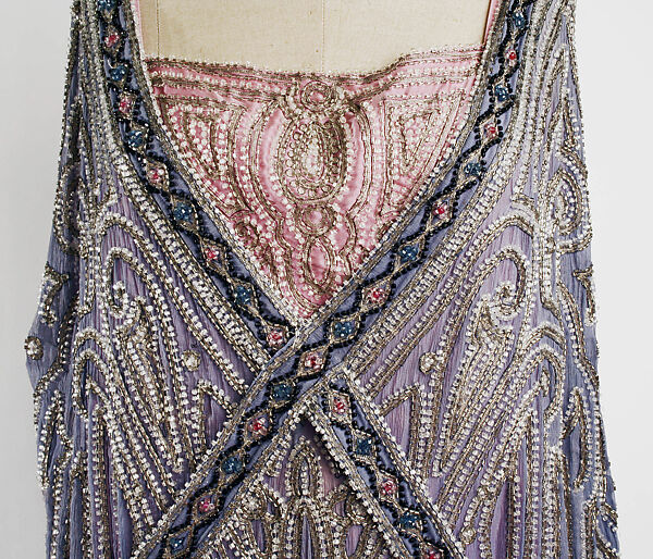 Evening dress, House of Lanvin (French, founded 1889), silk, metallic thread, glass beads, French