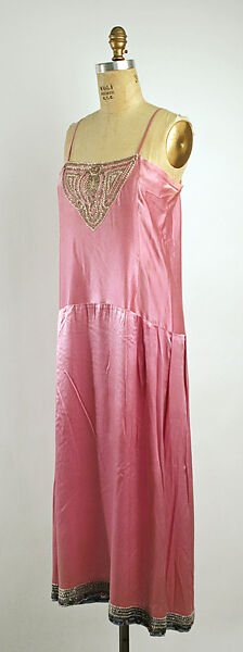 Evening dress, House of Lanvin (French, founded 1889), silk, metallic thread, glass beads, French