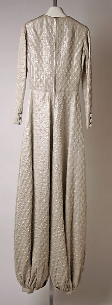 Evening jumpsuit, House of Dior (French, founded 1946), silk, metallic thread, rhinestones, French