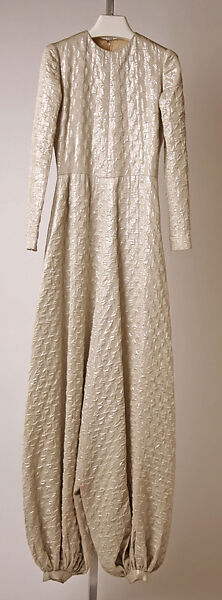 Evening jumpsuit, House of Dior (French, founded 1946), silk, metallic thread, rhinestones, French 