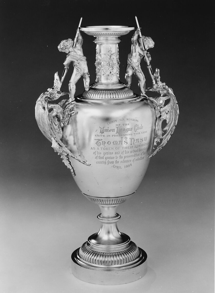 Vase, Tiffany &amp; Co. (1837–present), Silver, silver-gilt, and glass or stone, American