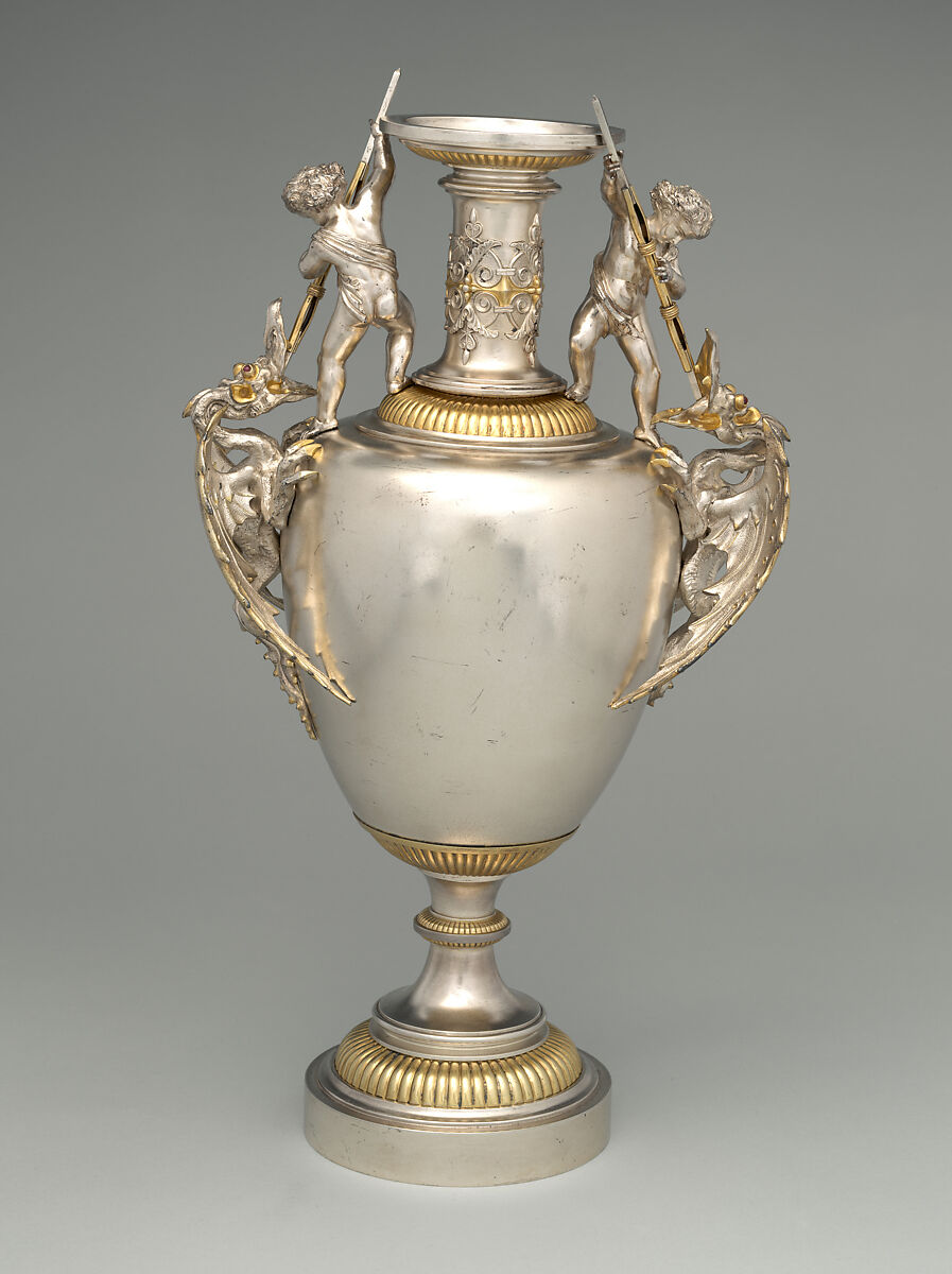 Vase, Tiffany &amp; Co. (1837–present), Silver, silver-gilt, and glass or stone, American