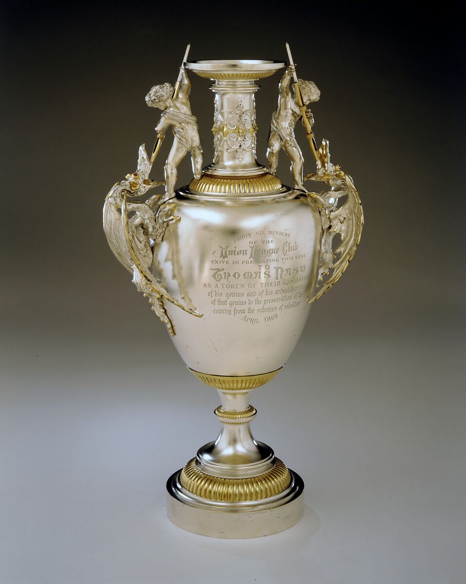 Vase, Tiffany &amp; Co. (1837–present), Silver, silver-gilt, and glass or stone, American