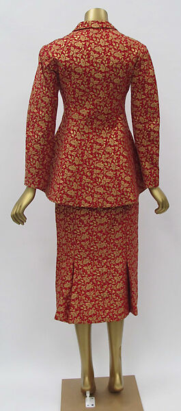 Suit, Charles James (American, born Great Britain, 1906–1978), cotton, metal, silk, acrylic, wool, American