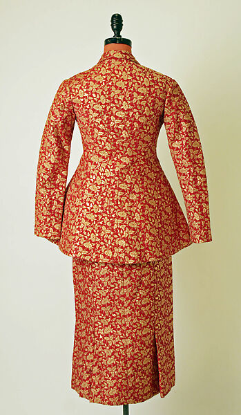 Suit, Charles James (American, born Great Britain, 1906–1978), cotton, metal, silk, acrylic, wool, American