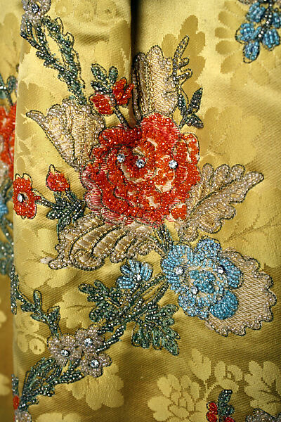 evening dresses george 1960s George Halley Olive Green Silk Chiffon Beaded Bodice Evening Dress main image 1