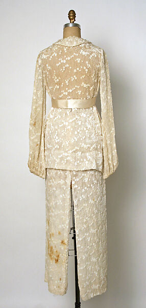 Evening pantsuit, Halston (American, Des Moines, Iowa 1932–1990 San Francisco, California), silk, synthetic fiber, cellophane, American