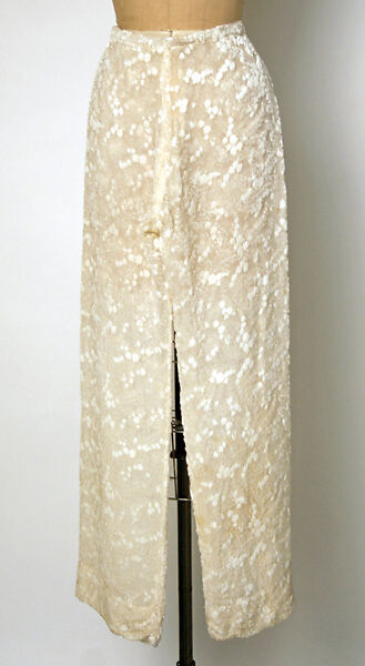 Evening pantsuit, Halston (American, Des Moines, Iowa 1932–1990 San Francisco, California), silk, synthetic fiber, cellophane, American