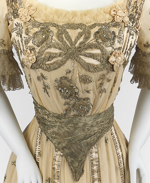 Evening dress, Jeanne Hallée (French, 1870–1924), silk, metallic, glass, French