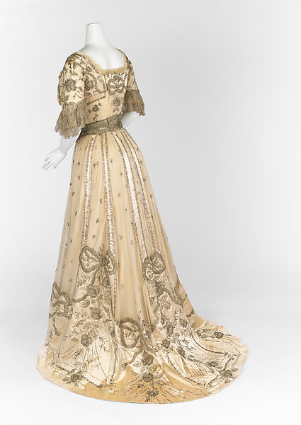Evening dress, Jeanne Hallée (French, 1870–1924), silk, metallic, glass, French