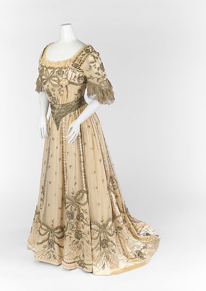 Evening dress, Jeanne Hallée (French, 1870–1924), silk, metallic, glass, French