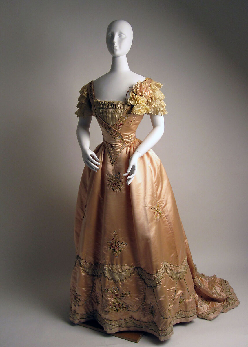 Evening ensemble, Jeanne Hallée (French, 1870–1924), (a–d) silk; (c, d) leather, European 